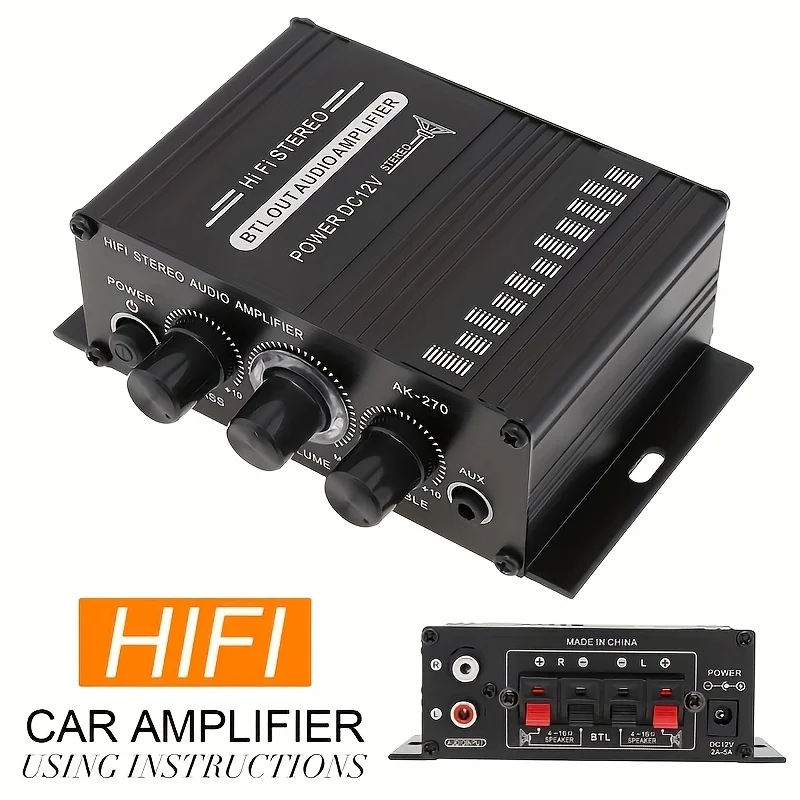 Home Cinema Sound System - AK-270 400W Amplifier Daya Mini 12V/24V