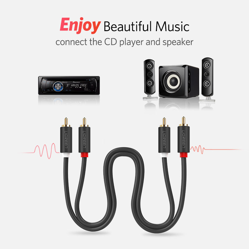 UGREEN 2RCA Ke 2 RCA Kabel Aud - Home Cinema Sound System ulasan dan harga